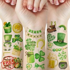 76 PCS St Patricks Day Temporary Tattoos Shamrock Hats