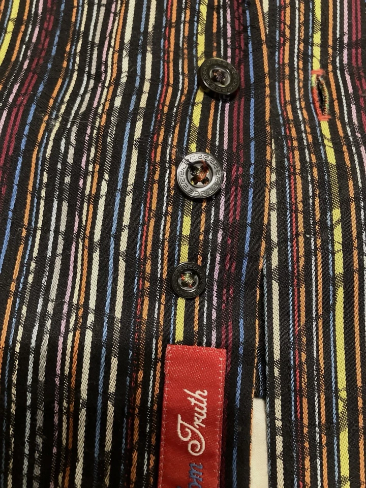 Diseñador Robert Graham Para Hombre XLG Camisa Manga Larga Rayas Puño Abatible Informal/Vestido Foto 4 de 4