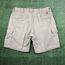 Carhartt Mens Tan Khaki Canvas Cargo Work Shorts Relaxed Fit Utility Size 40