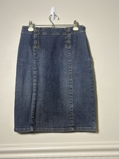 J Jill Denim Jean Skirt Size 4 Stretch Cotton Minimalist Y2K Modest Below Knee