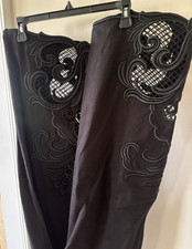 Elie Tahari Wide Leg Eyelet Embroidery Trim Cotton Blend Dress Pants Size 10 NEW