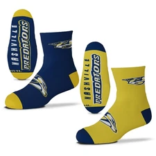 Youth For Bare Feet Nashville Predators Two-Pack Quarter-Length Team Socks