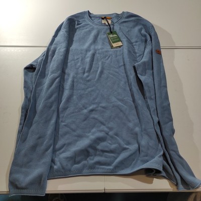 camel active Herren Pullover Gr. 4X L Blau Strickpullover Garment Dyed Rundhals 