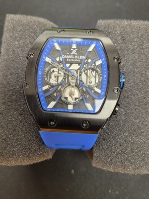Daniel Klein Exclusive Chronograph Sport Wristwatch Blue Silicone Band 5 ATM