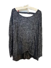 En Crème Large Crisscross Front Sweater Made in USA Lightweight Deep V Back EUC