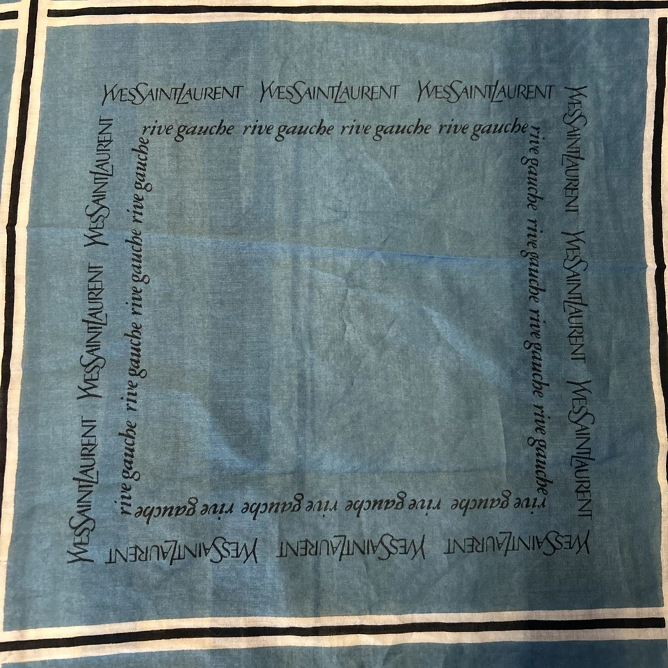 Pañuelo cuadrado vintage YVES SANIT LAURENT Rive Gauche 18" pañuelo azul  Foto 2 de 4