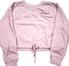 Champion Sweatshirt Women Medium Pink Crew Neck Sweater Crop Top Spell Out Logo