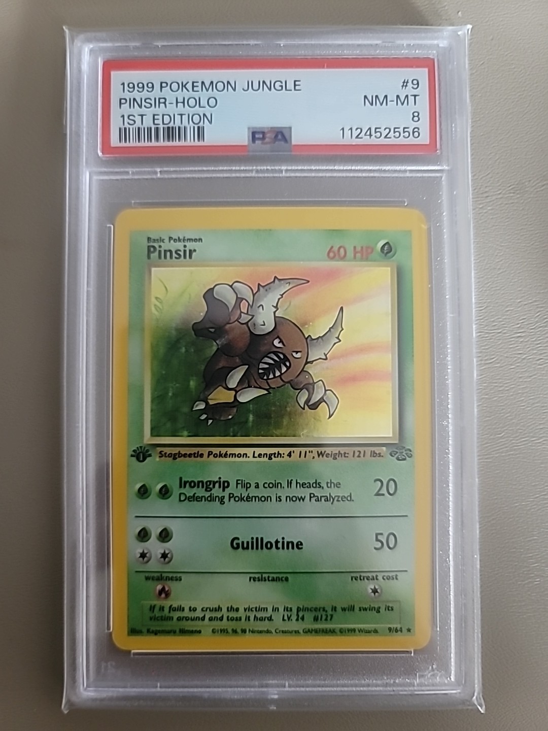 1999 POKEMON JUNGLE 1ST ED #9 PINSIR-HOLO PSA 8