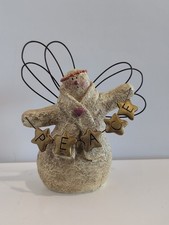 Terrys Village Snowman Angel With Peace Banne...
