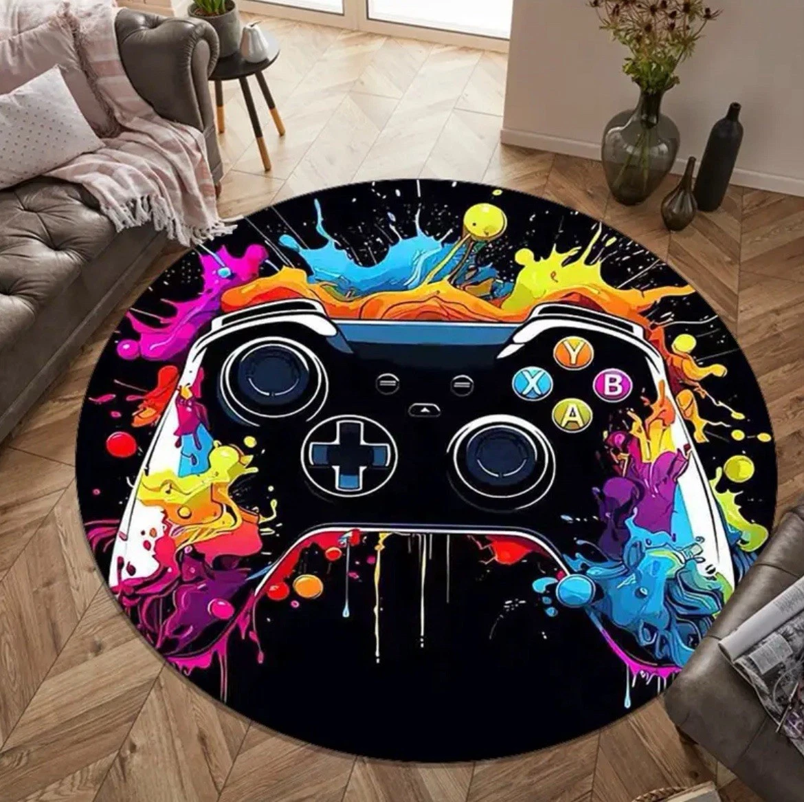 Gaming Controller Rug Mat 60cm X 60cm Gamer Colourful Console Carpet Bedroom