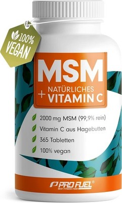 MSM 2000mg pro Tag + natürliches Vitamin C - 365 MSM Tabletten mit Methylsulfony