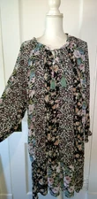 Women's Size XL GiGiO Plus Long Sleeve Floral Tiered Boho Lined Dress