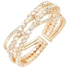 Rhinestone Bracelet for Women Multilayer Crystal Cuff Bracelet Strand Layered Br