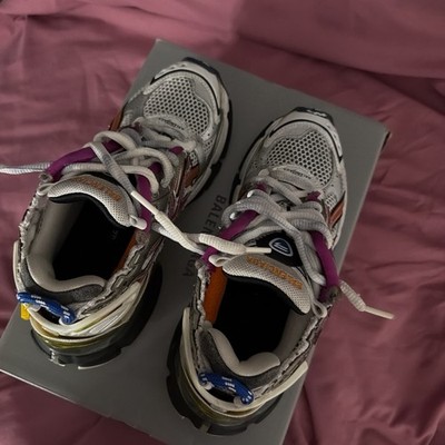 Balenciaga Multicolor Athletic Lace Up Low Top Sneakers White Purple Orange Blue
