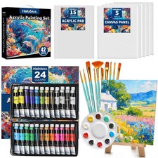 Acrylic Paint Set, Art Painting Supplies Kit with 24 Colors Acrylic Paints 2...