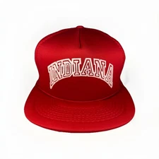 Vintage 80s Indiana Hoosiers Arc Trucker Hat, Puff Print Red Cap, Designer Pro