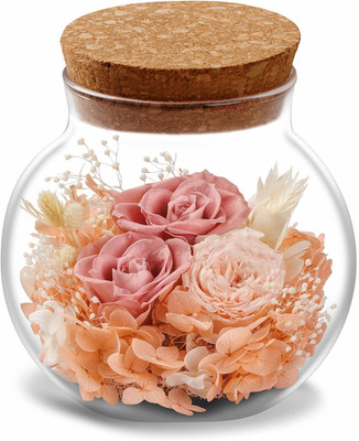 Handmade Preserved Flower Wish Bottle - Perfect Gift for Women (Dusty Pink)
