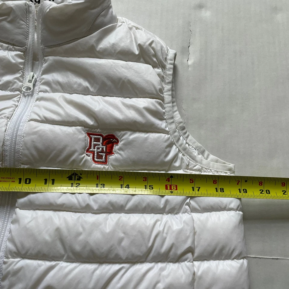 Chaleco acolchado verde boliche para mujer M blanco roto cremallera completa ligero BGSU Falcons Foto 3 de 4