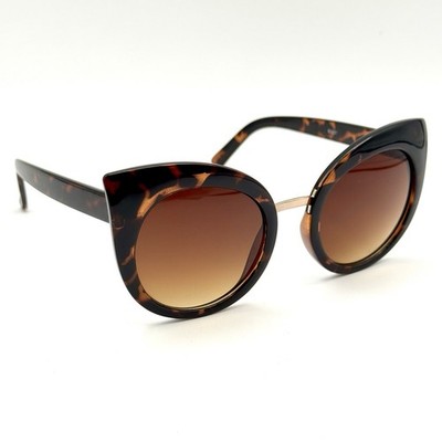 Fashion Round Sunglasses Brown Tortoise Shell Thick Frame Owl Eye Style Retro