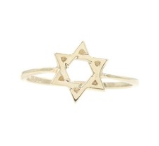 Religious 14KT Yellow Gold 10.5mm Star of David Hexagram Ring Size 8.5 CG - 1.4g