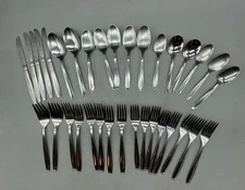 34-Piece Flatware serving Set forks spoons butter knifes dinning elegant READ