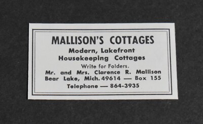 1968 Print Ad Michigan Bear Lake Mallison's Cottages Clarence R Mallison Art
