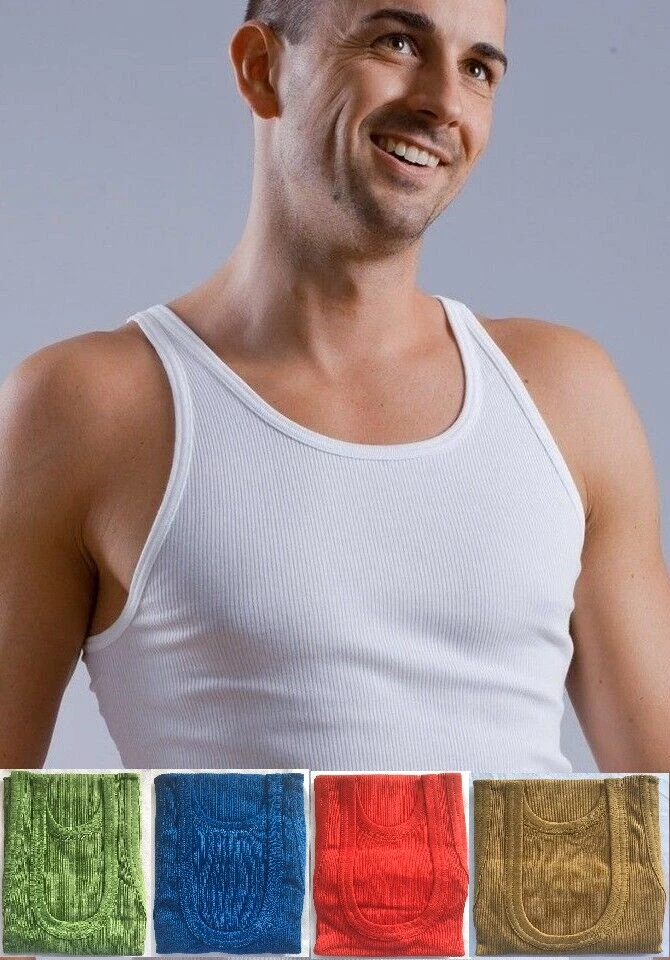Mens slim fit ribbed best sale vests