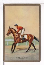 Single Vintage ID Named Animals, Horses, "Citation" Playing Card HR 5-4 A