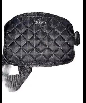 DKNY Black Quilted  Belt Waist Fanny Crossbody Bag Adjustable