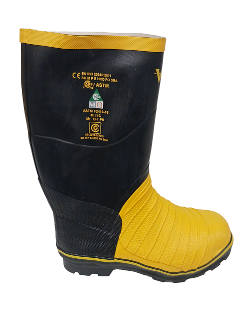 2-PK Viking Vw49 Rubber Steel Toe Work Boots Black Yellow