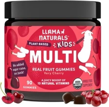 Llama Naturals Real Fruit Gummy Vitamins for Kids, No Added Sugar Cane, Beta 90O