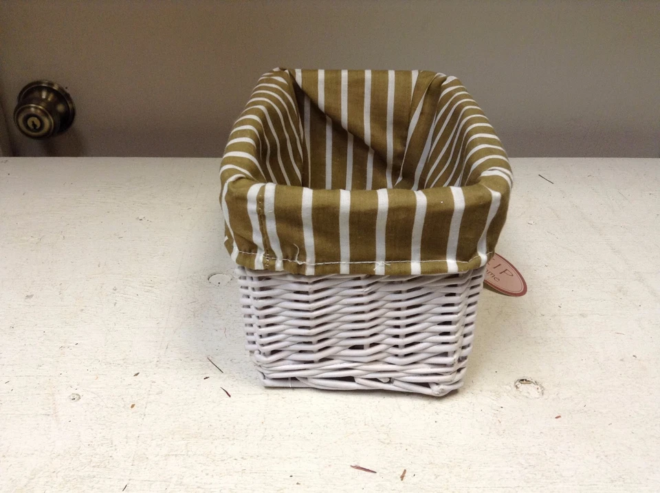 Woven Wicker Kitchen Bathroom Shelf Storage Organizer Basket Stripe Liner 10x6.5 - Image 2 of 3