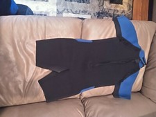 Deep See Wetsuit 100 Nylon Neoprene Size Adult XL Blue / Black Short Sleeve