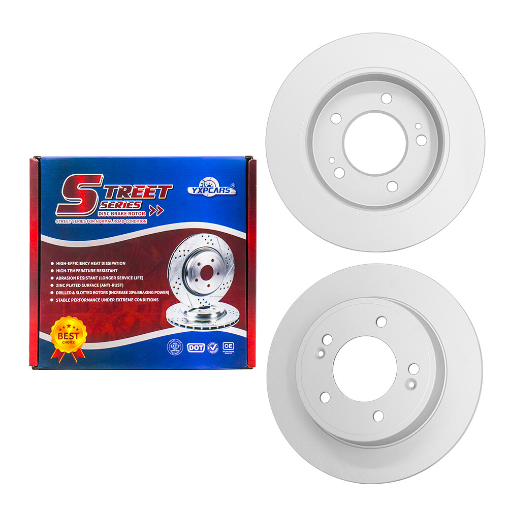 REAR. SOLID & SLOTTED Brake Rotors for Elantra GT Veloster Kia Forte