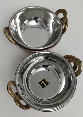 Zap Impex Karahi Bowl, Copper Stainless Steel Hammered Serving Dishes, Set  of UK