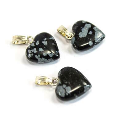 Schneeflocken Obsidian Herz Anhänger 12 mm