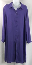 NWT Dex midi shirt dress 1X purple button up long sleeve cut out back slits
