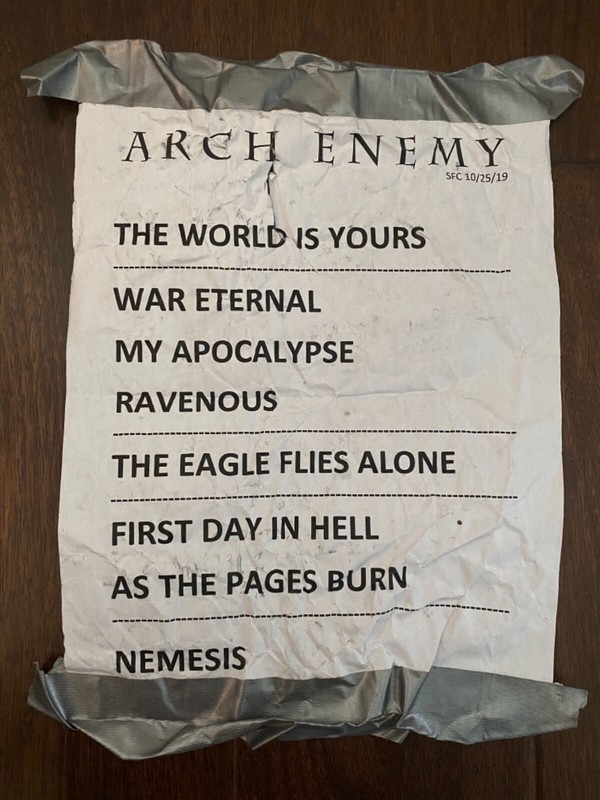 Original ARCH ENEMY death metal band Setlist SF Warfield Will to Power Tour
