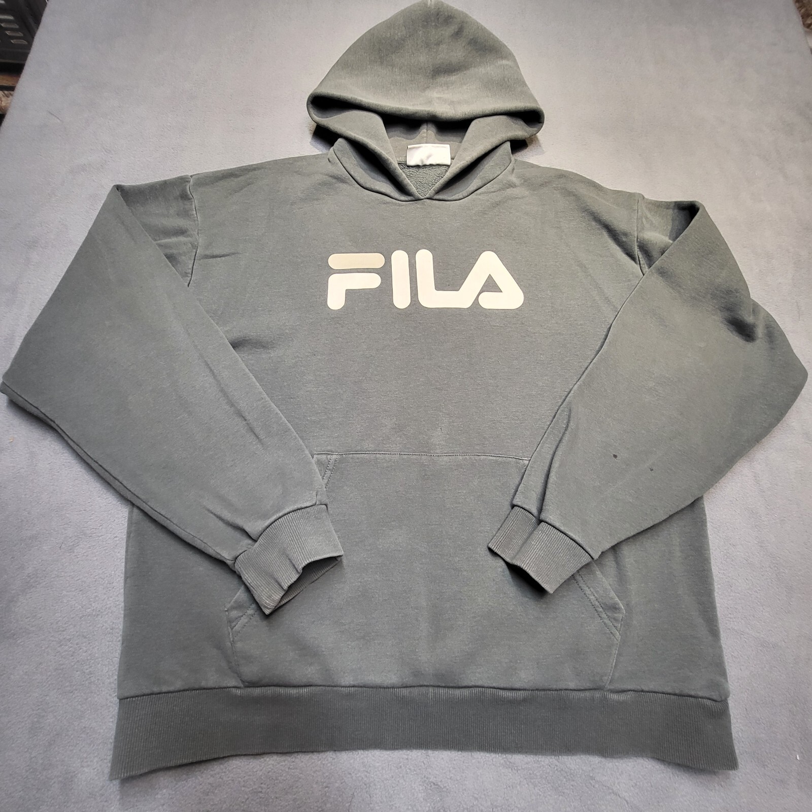 Fila Felpa con Cappuccio Uomo L Grigio Pullover Felpa Manica Lunga Grafica