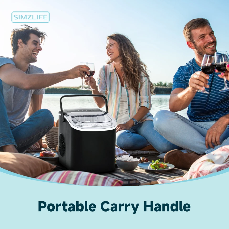 Máquina para hacer hielo de encimera, 9 balas de hielo en 6 minutos, autolimpieza, 26 libras/día Foto 4 de 4