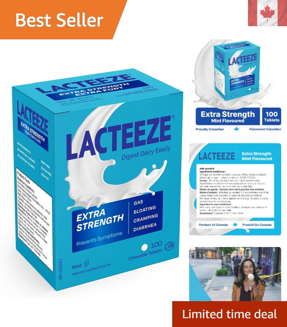 S L1200 Mint flavored lactase supplement - 100 count for lactose intolerance relief
