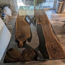 Smoky Clear Resin River Epoxy Table Top For Home Decor Furniture Gift Her