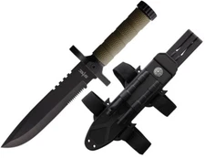 S-TEC Survival Fixed Knife 7.5" Stainless Steel Blade Rubber Handle 22188GN2