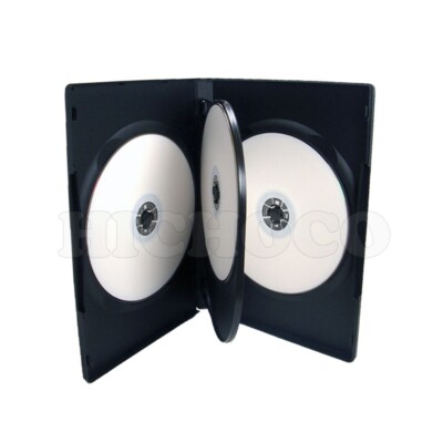 50 14mm Multi Hold 4 Disc Quad CD DVD Black Case Movie Game Box Wholesale