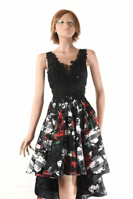 Abito con Stola Donna Musani Nero/Rosso Gonna Fantasia Fiori Rossi Bianchi  Woman | eBay