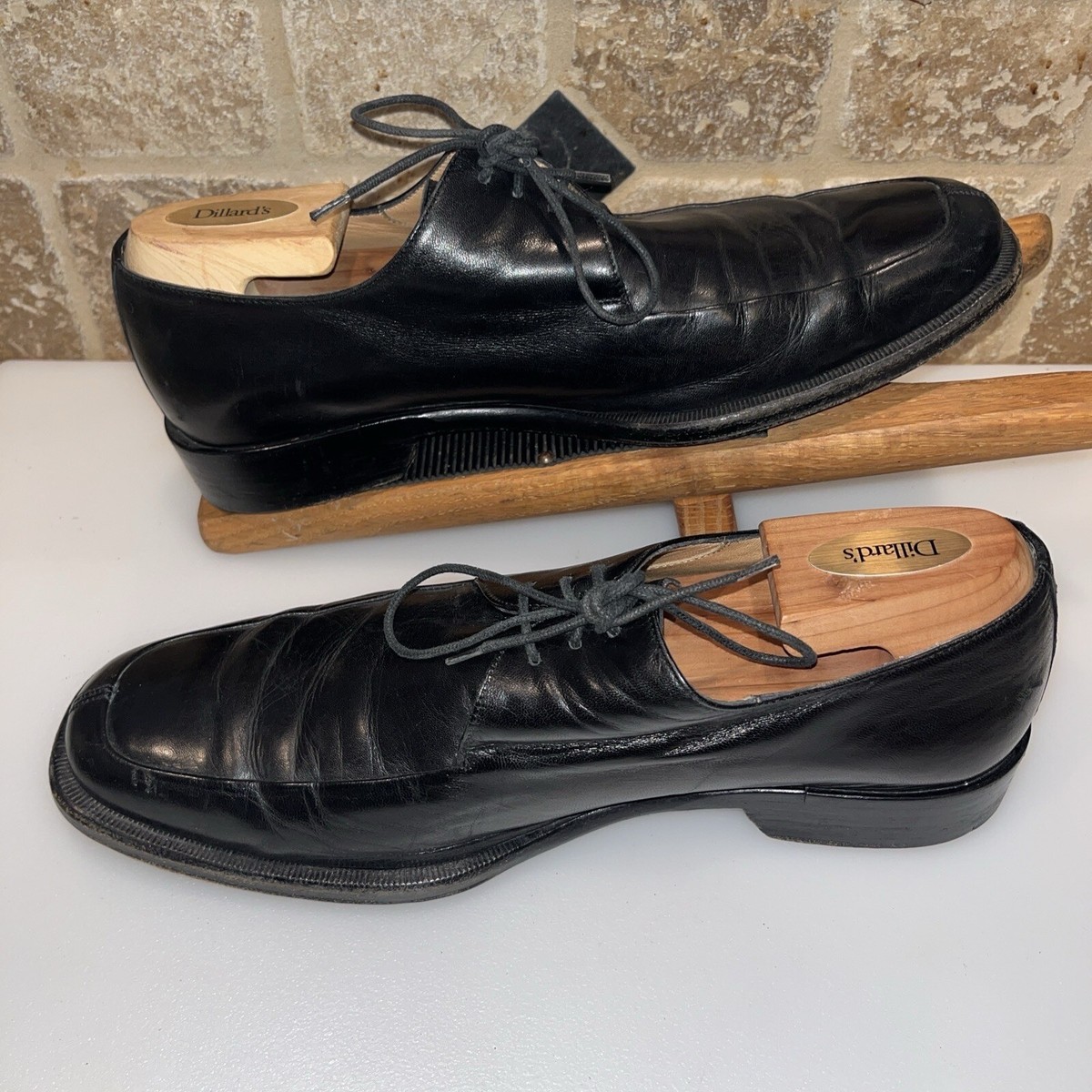 Bruno Magli Bishop Mens Lace Up Black Leather Handmade Shoes. Size 9 M Bruno Magli Men 9.5 M Bishop Dress Shoes Apron Ox Toe Black  main image 4