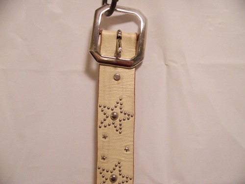 Handmade JOED Ivory Leather Western Studded Belt Womens Size 32 - Picture 2 of 6