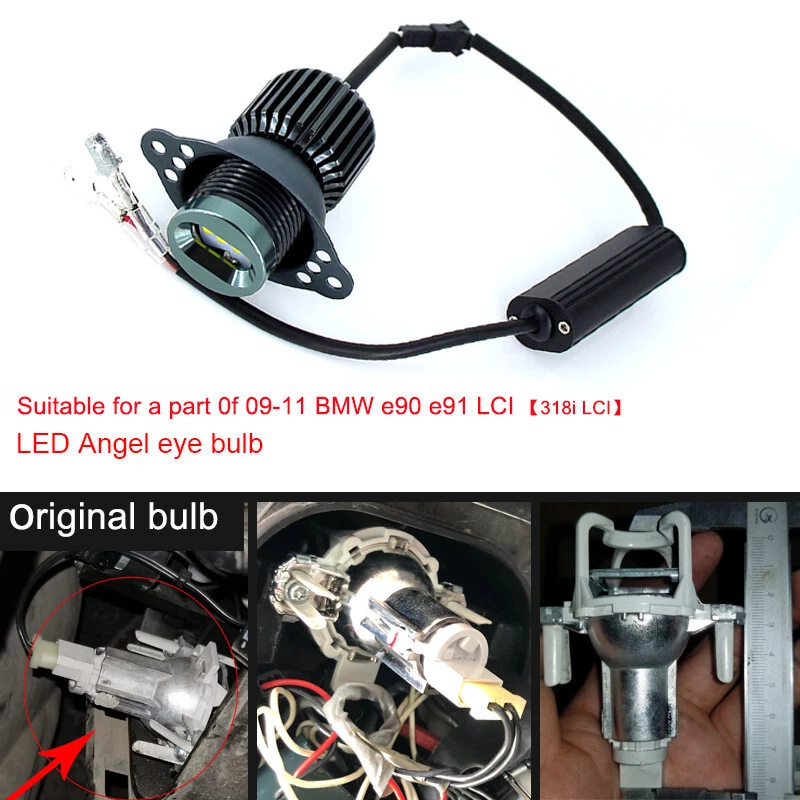 2x E90 E91 LCI 2008-2011 LED Angel Eyes Upgrade Halo Ring Bulbs Kit 80W White - Image 3 of 4