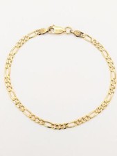 14K Yellow Gold Figaro Anklet Childs Link Simple Plain Traditional Bracelet 6.75