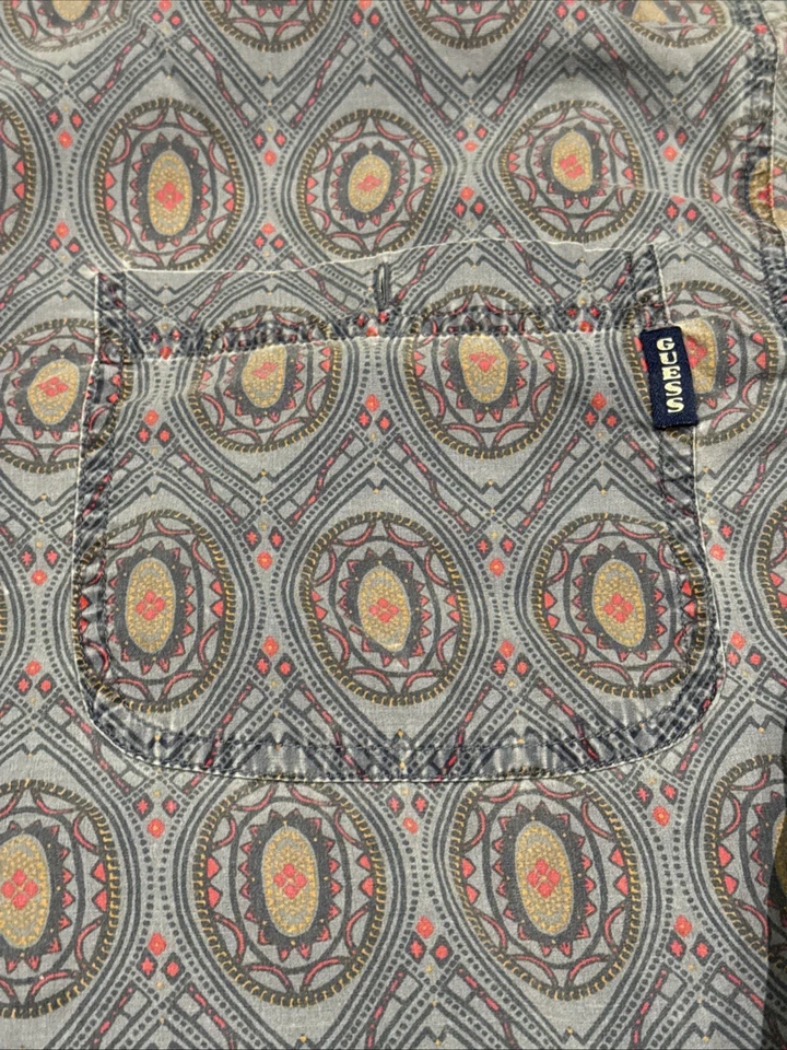 Винтажная мужская абстрактная рубашка 90-х Guess American Tradition на пуговицах размер XL пейсли - Изображение 2 из 4